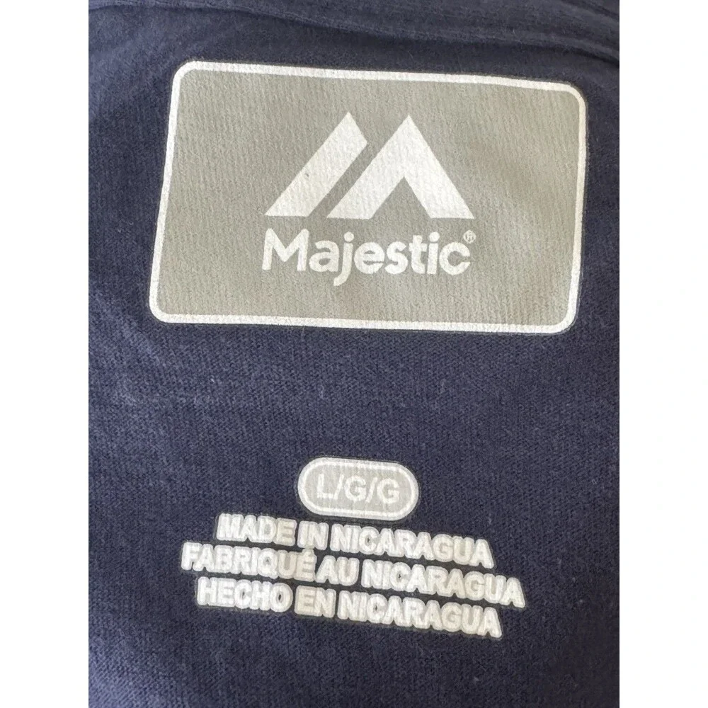 Majestic Boston Red Sox Womens Large V Neck Graphic T Shirt MLB Navy Blue